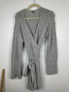 Aerie Women's gray longline Oversized Wrap Cardigan Sweater Small wool alpaca